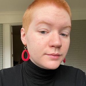Red Oval Earrings